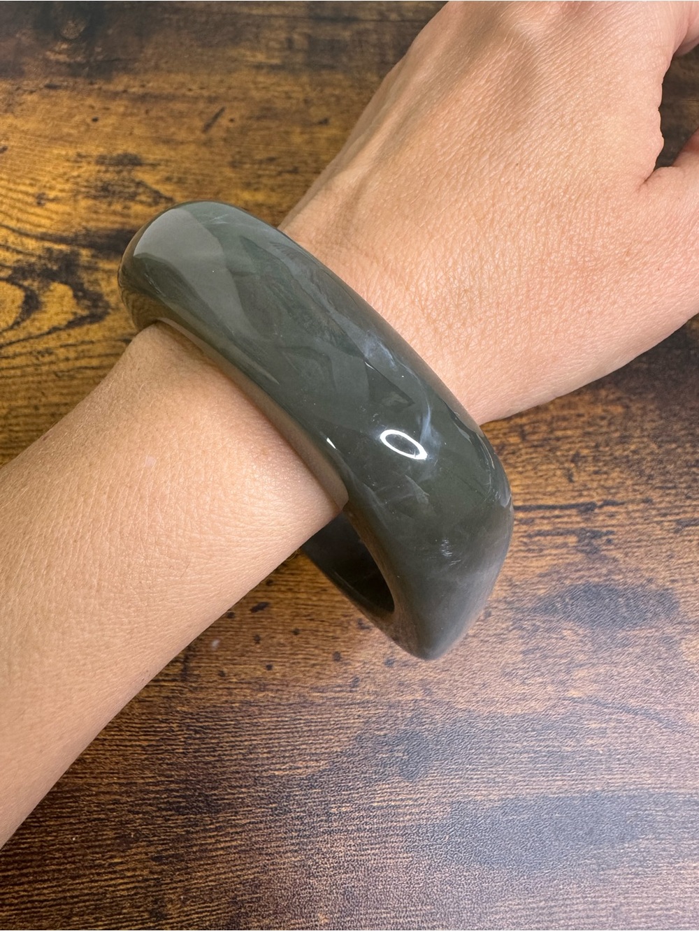 Green Resin Square Bangle Bracelet
